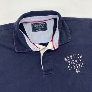Vintage Nautica Pier-3 Classic 83 Polo Shirt Mens XL Short Sleeve Nautical Flags
